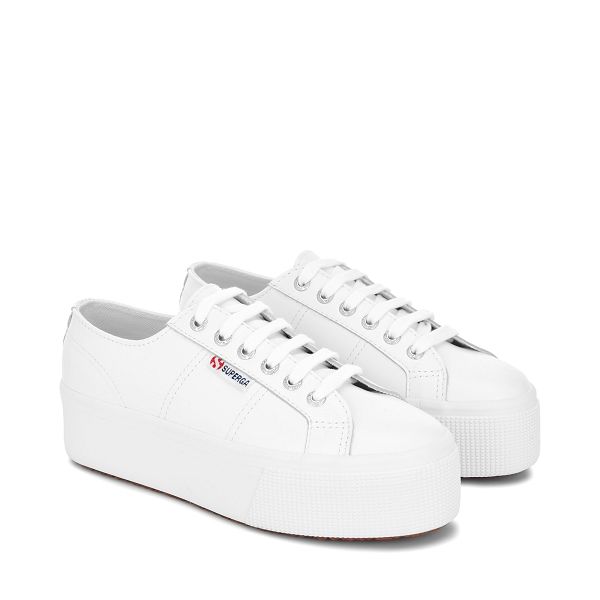 Superga 2790 Nappa White Platform Sneakers - Women's Sneakers USA | US0674845